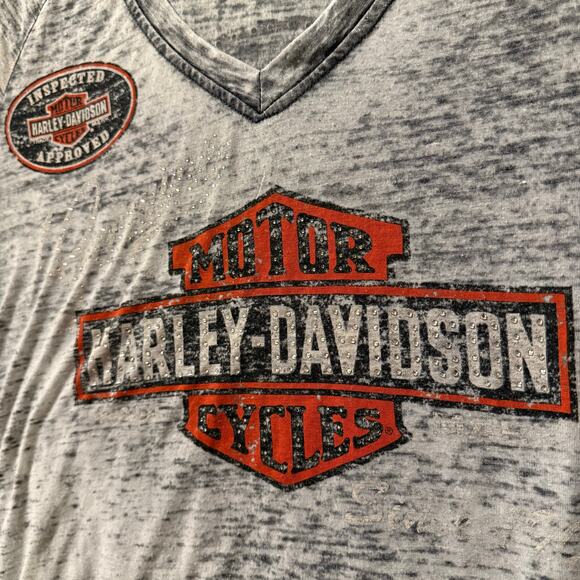 Harley-Davidson Burnout Rhinestone Logo Tee – Women’s L - Picture 4 of 11